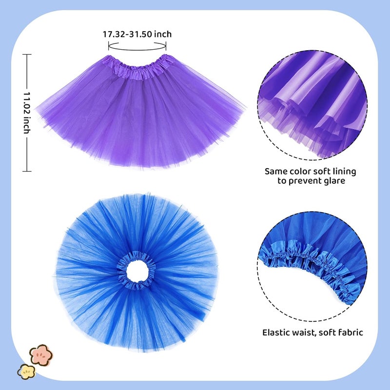 Zando 2 Pack Tutu for Toddler Girls Kids 4 Layers 2-8 Years Halloween Princess Soft Puffy Tulle Dance Skirt Birthday Dress up - Image 2